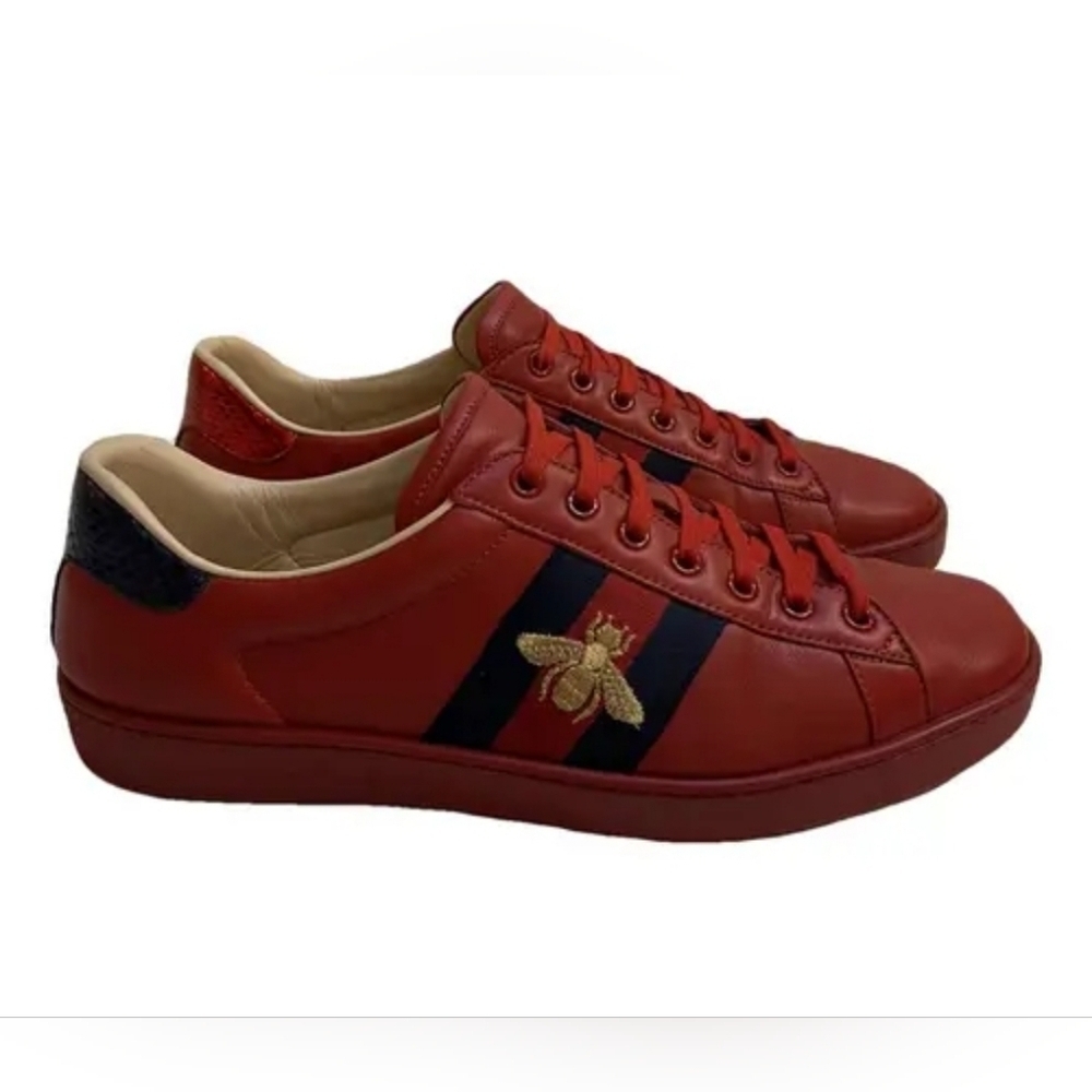 Gucci Freya Hartas Ace Sneakers Embroidered Leather men's 9.5